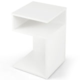 NNECW S-Shaped Side Table for Small Space with 2 Open Compartments