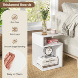 NNECW S-Shaped Side Table for Small Space with 2 Open Compartments