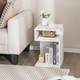 NNECW S-Shaped Side Table for Small Space with 2 Open Compartments