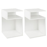 NNECW S-Shaped Side Table for Small Space with 2 Open Compartments