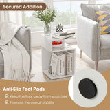 NNECW S-Shaped Side Table for Small Space with 2 Open Compartments