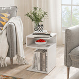 NNECW S-Shaped Side Table for Small Space with 2 Open Compartments