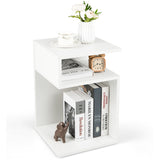 NNECW S-Shaped Side Table for Small Space with 2 Open Compartments