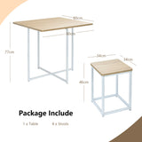 NNECW 5-Piece Dining Table Set with 4 Square Stools for Small Space-Natural