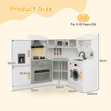 NNECW Corner Play Kitchen with Range Hood for Kids 3+ Years Old