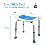 NNECW Adjustable Lightweight Shower Bench with Padded Seat & Built-in Handle