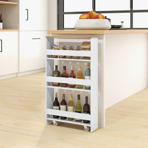 NNECW 4-Tier Slide-out Rolling Slim Storage Trolley for Kitchen