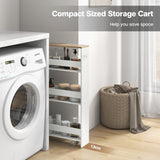 NNECW 4-Tier Slide-out Rolling Slim Storage Trolley for Kitchen