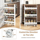 NNECW 4-Tier Slide-out Rolling Slim Storage Trolley for Kitchen