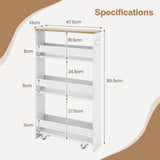 NNECW 4-Tier Slide-out Rolling Slim Storage Trolley for Kitchen