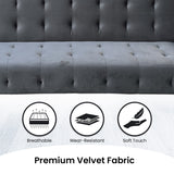 NNEDPE Tufted Velvet Sofa Bed by - Dark Grey