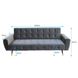 NNEDPE Tufted Velvet Sofa Bed by - Dark Grey