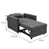 NNEDPE 3-in-1 Convertible Lounge Chair Bed by - Dark Grey