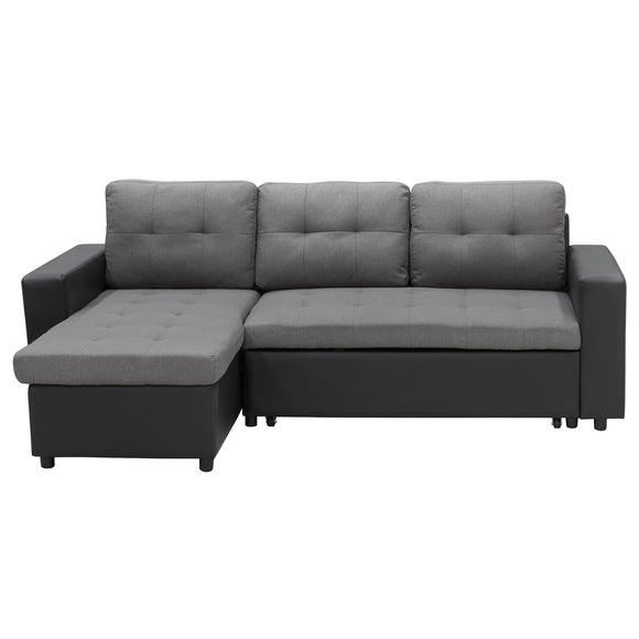 NNEDPE 3-Seater Corner Sofa Bed Storage Lounge Chaise Couch Grey