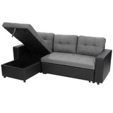 NNEDPE 3-Seater Corner Sofa Bed Storage Lounge Chaise Couch Grey