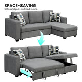 NNEDPE Fontana Pullout Sofa Bed with Storage Chaise Lounge  - Grey