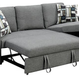 NNEDPE Fontana Pullout Sofa Bed with Storage Chaise Lounge  - Grey