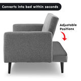 NNEDPE Sarantino Tufted Faux Linen 3-Seater Sofa Bed with Armrests - Light Grey