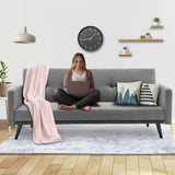 NNEDPE Sarantino Tufted Faux Linen 3-Seater Sofa Bed with Armrests - Light Grey