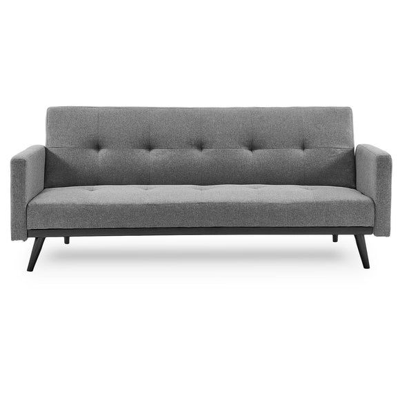 NNEDPE Sarantino Tufted Faux Linen 3-Seater Sofa Bed with Armrests - Light Grey