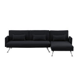 NNEDPE Mia 3-Seater Sofa Bed with Chaise & 3 Pillows by - Black