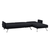 NNEDPE Mia 3-Seater Sofa Bed with Chaise & 3 Pillows by - Black