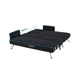 NNEDPE Mia 3-Seater Sofa Bed with Chaise & 3 Pillows by - Black