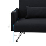 NNEDPE Mia 3-Seater Sofa Bed with Chaise & 3 Pillows by - Black