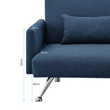 NNEDPE Mia 3-Seater Sofa Bed with Chaise & 3 Pillows by - Blue