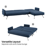 NNEDPE Mia 3-Seater Sofa Bed with Chaise & 3 Pillows by - Blue