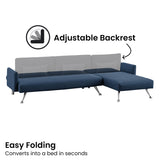 NNEDPE Mia 3-Seater Sofa Bed with Chaise & 3 Pillows by - Blue
