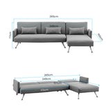 NNEDPE Mia 3-Seater Corner Sofa Bed Chaise and Pillows by Dark Grey