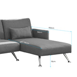 NNEDPE Mia 3-Seater Corner Sofa Bed Chaise and Pillows by Dark Grey