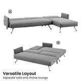 NNEDPE Mia 3-Seater Corner Sofa Bed Chaise and Pillows by Dark Grey
