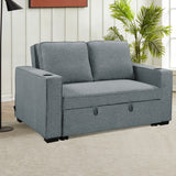 NNEDPE Linen Sofa Bed with Cushions & Cup Holders Dark Grey