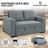 NNEDPE Linen Sofa Bed with Cushions & Cup Holders Dark Grey