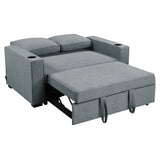 NNEDPE Linen Sofa Bed with Cushions & Cup Holders Dark Grey