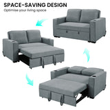 NNEDPE Linen Sofa Bed with Cushions & Cup Holders Dark Grey