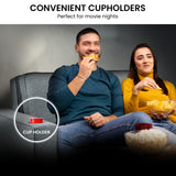 NNEDPE Linen Sofa Bed with Cushions & Cup Holders Dark Grey