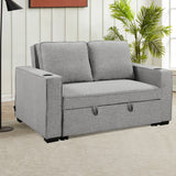 NNEDPE Linen Sofa Bed with Cushions &Cup Holders Light Grey