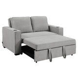 NNEDPE Linen Sofa Bed with Cushions &Cup Holders Light Grey