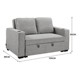 NNEDPE Linen Sofa Bed with Cushions &Cup Holders Light Grey