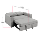 NNEDPE Linen Sofa Bed with Cushions &Cup Holders Light Grey