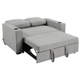NNEDPE Linen Sofa Bed with Cushions &Cup Holders Light Grey