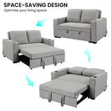 NNEDPE Linen Sofa Bed with Cushions &Cup Holders Light Grey