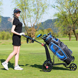 NNECW 3 Wheels Folding Golf Push Cart for Outdoor Use