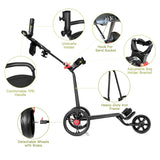 NNECW 3 Wheels Folding Golf Push Cart for Outdoor Use