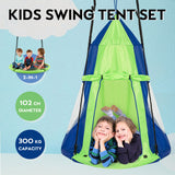 NNECW 2 in 1 Tree Tent Swing Set with Adjustable Hanging Ropes