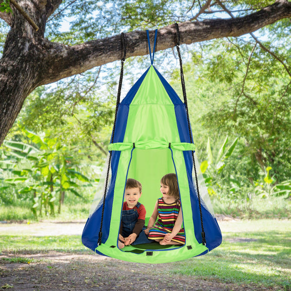 NNECW 2 in 1 Tree Tent Swing Set with Adjustable Hanging Ropes