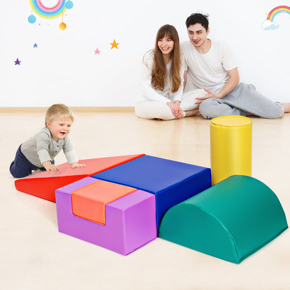 NNECW 6 Pieces Indoor Climb and Crawl Activity Playset  for Kids-Red